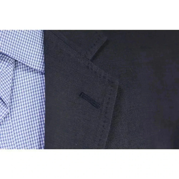 McKenzie Tribe Navy Blue Linen-Viscose Patch Pocket Blazer Jacket 44R - Picture 5 of 8